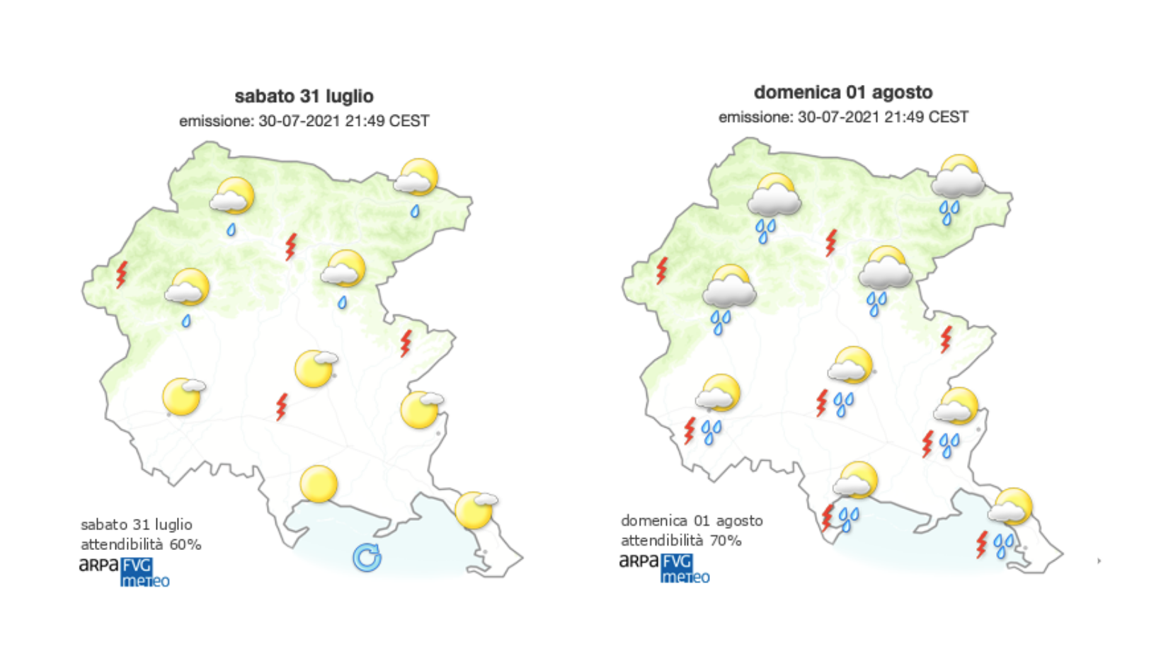 Meteo, ancora caldo afoso sul Goriziano ma attesa pioggia nella notte